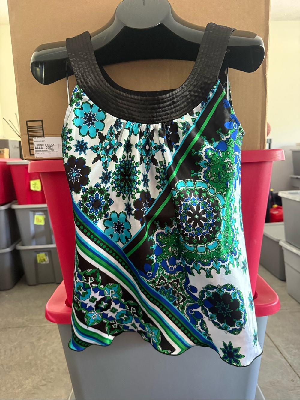 Women’s Sleeveless Printed Tank Top - Green & Blue p59